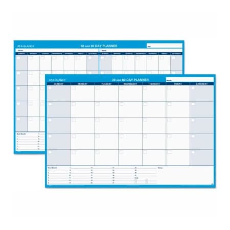 At-A-Glance AT-A-GLANCE 30/60-Day Undated Horizontal Erasable Wall Planner, 48 x 32, White/Blue PM33328